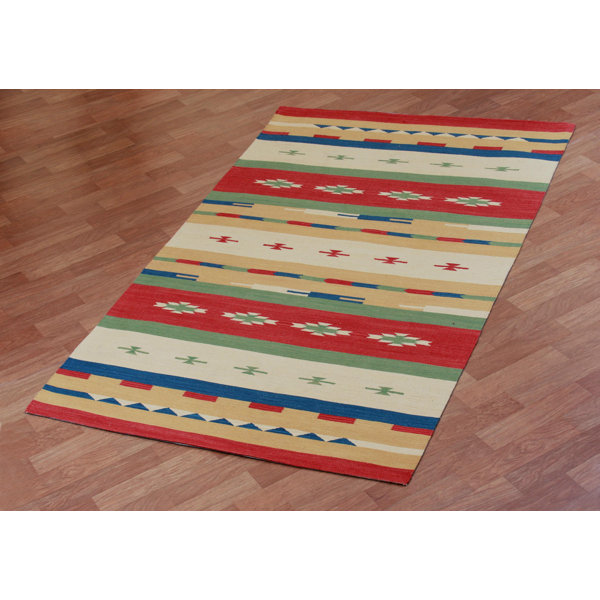 World Menagerie Brizendine Handmade Flatweave Cotton Beige/Green/Red